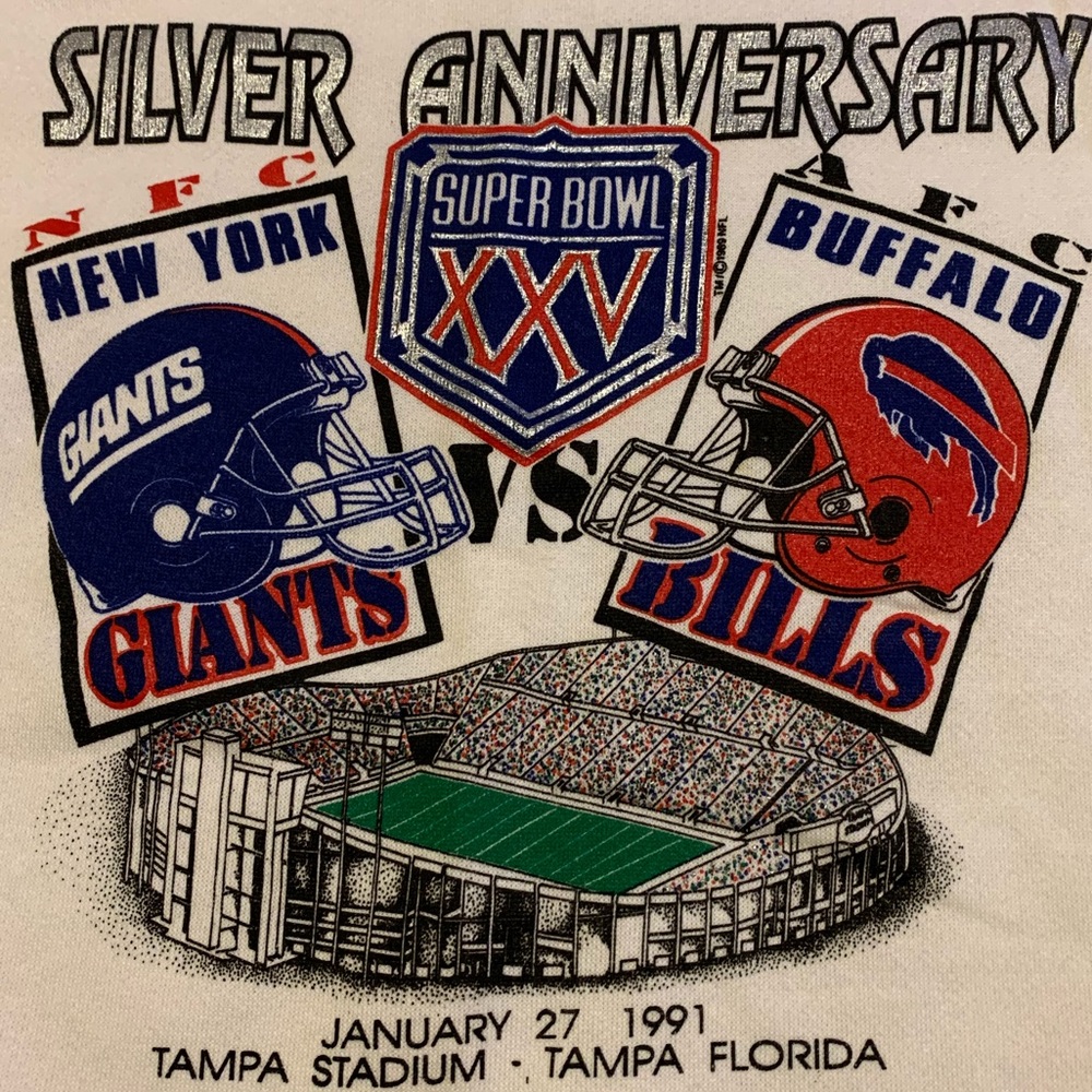 NWOT VTG ‘91 Super Bowl XXV Graphic Crewneck Sz L - Picture 2 of 6